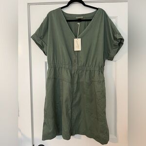 Army Green Canvas/Denim Dress